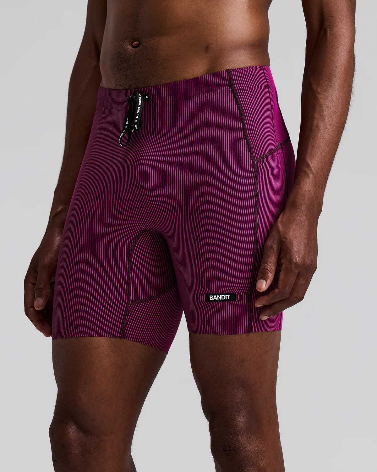 Bandit MEN'S STRIPED CADENCE™ QUARTER TIGHTS - ESPRESSO / AZALEA