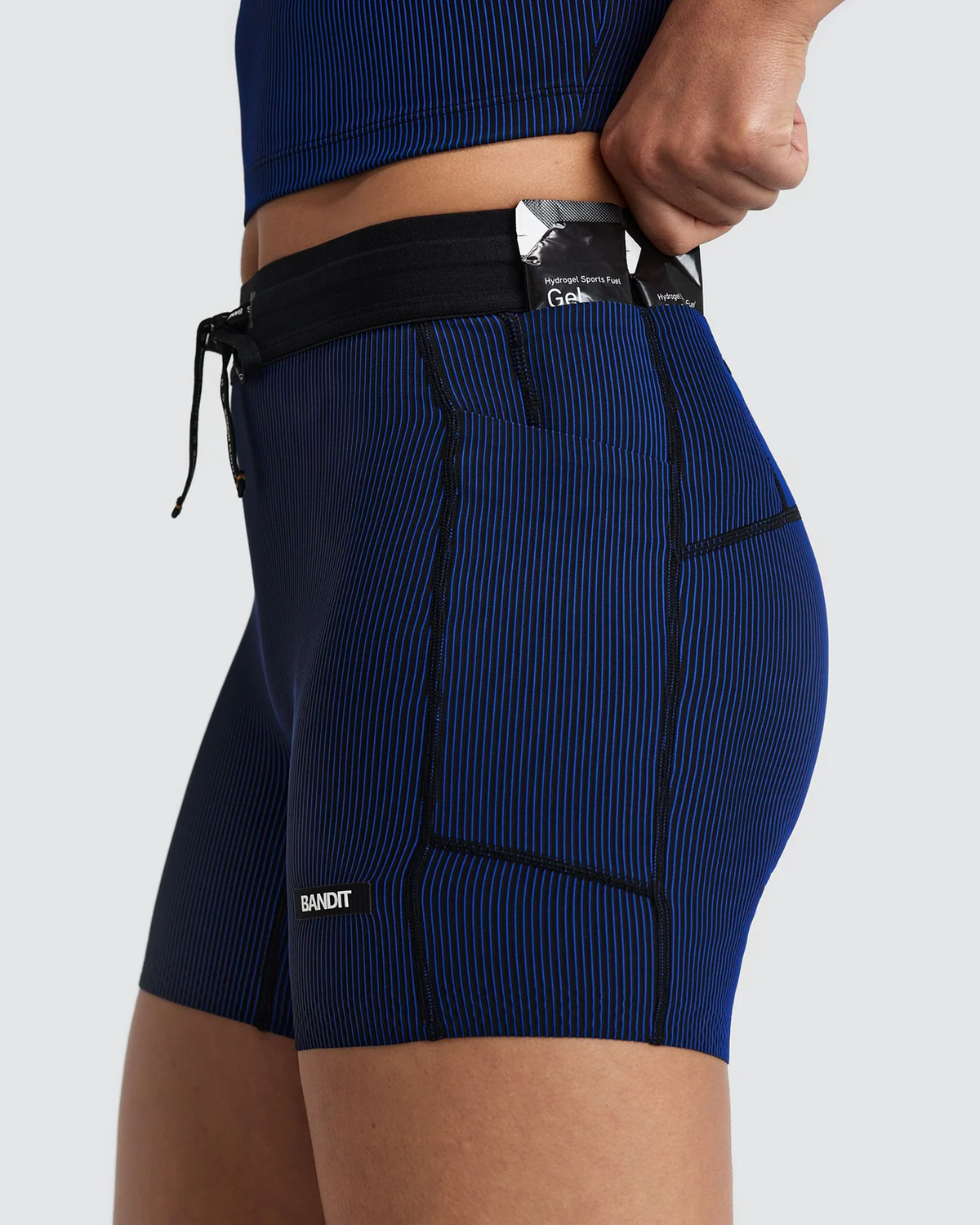 Bandit Women's Striped Cadence™ 5" Compression Shorts -BLACK / BAUHAUS BLUE