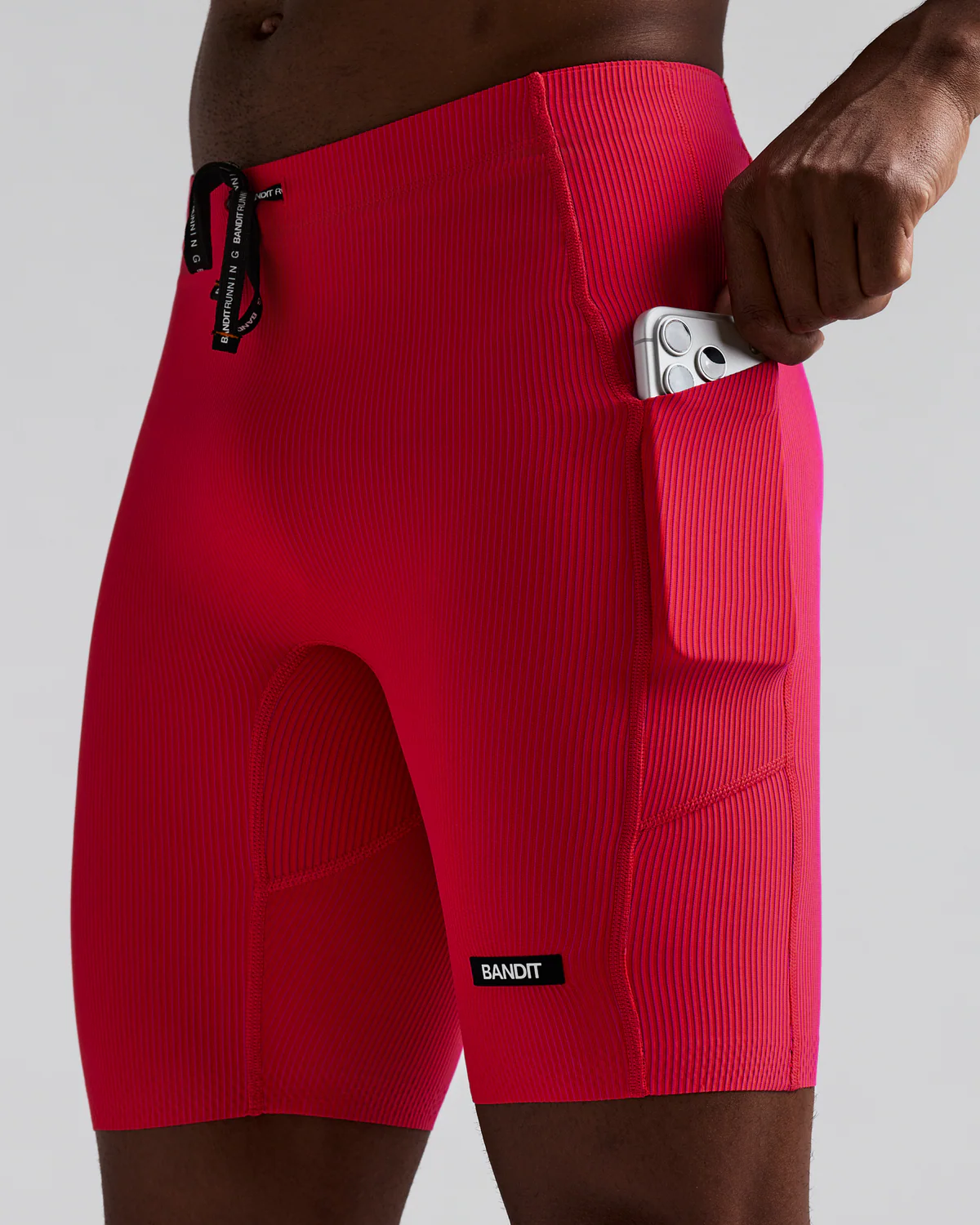 Bandit MEN'S STRIPED CADENCE™ HALF TIGHTS - POPPY / AZALEA