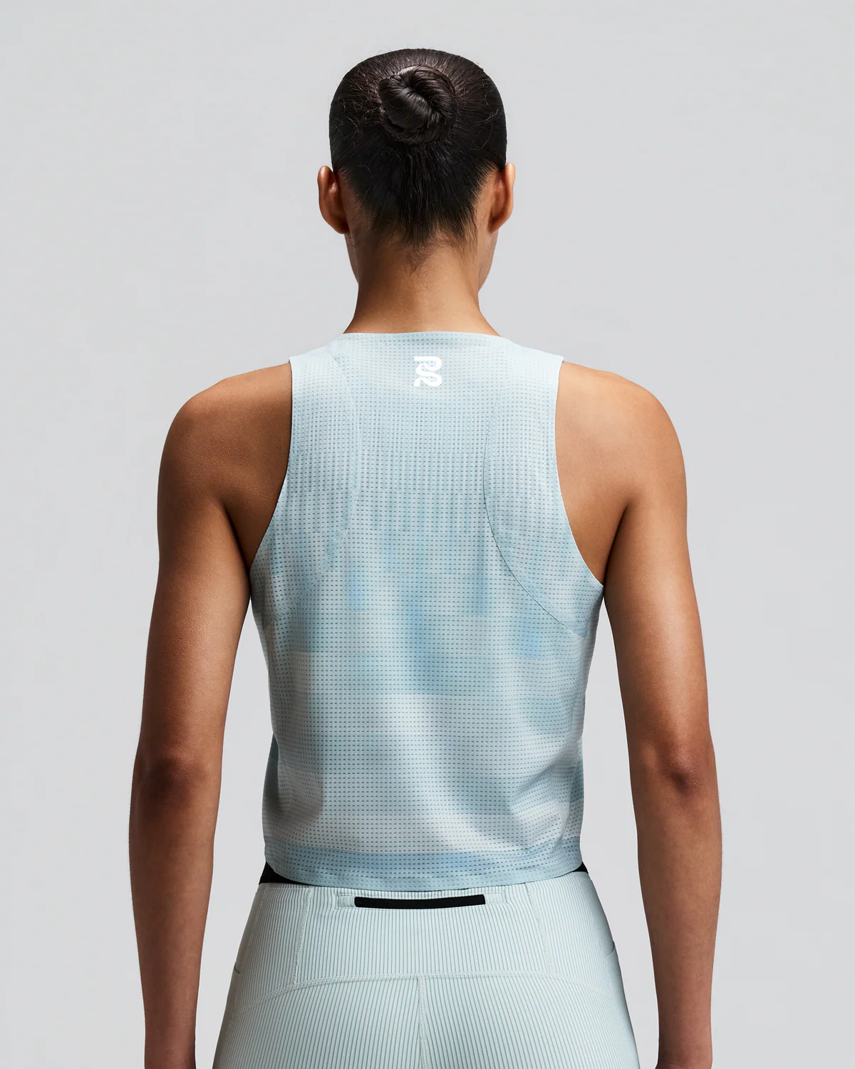 Bandit Women's GeoMesh™ Lightweight Race Singlet - Growing Grid - Lagoon / Mist