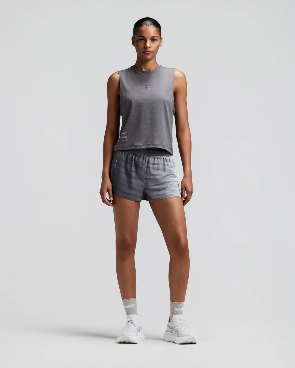 Bandit WOMEN'S COOLGRID™ 3" SPLIT SHORTS - UNEVEN GRADIENT - PLASTER / SLATE