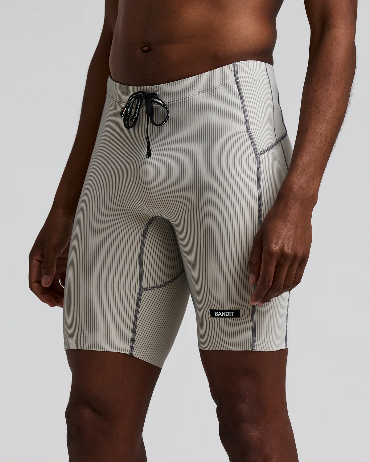 Bandit MEN'S STRIPED CADENCE™ HALF TIGHTS - PLASTER / SLATE