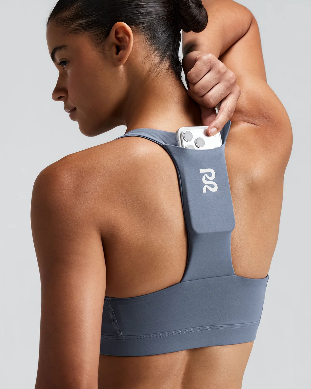 Bandit Women's Vanisher™ GeoMesh™ V-Neck Run Bra - STEEL HORIZON