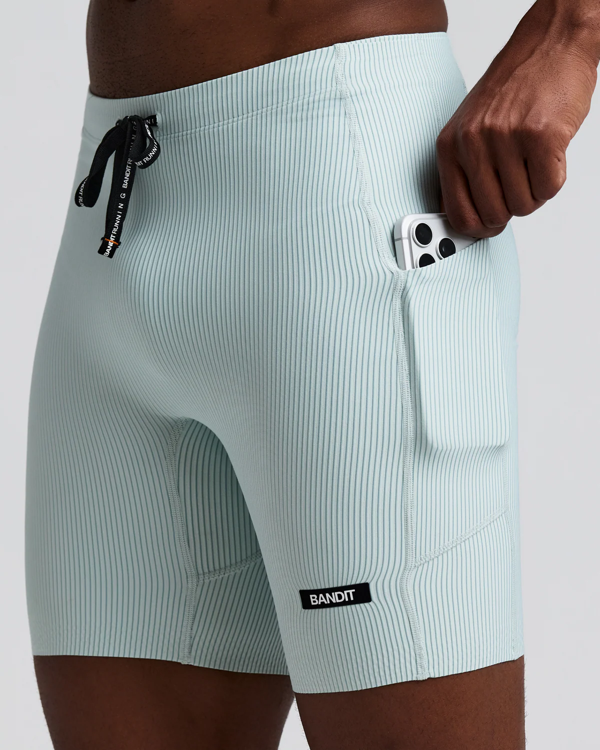 Bandit MEN'S STRIPED CADENCE™ QUARTER TIGHTS -  MIST / LAGOON