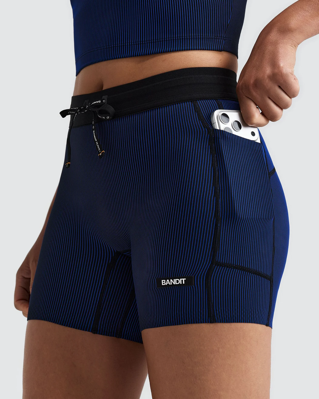 Bandit Women's Striped Cadence™ 5" Compression Shorts -BLACK / BAUHAUS BLUE