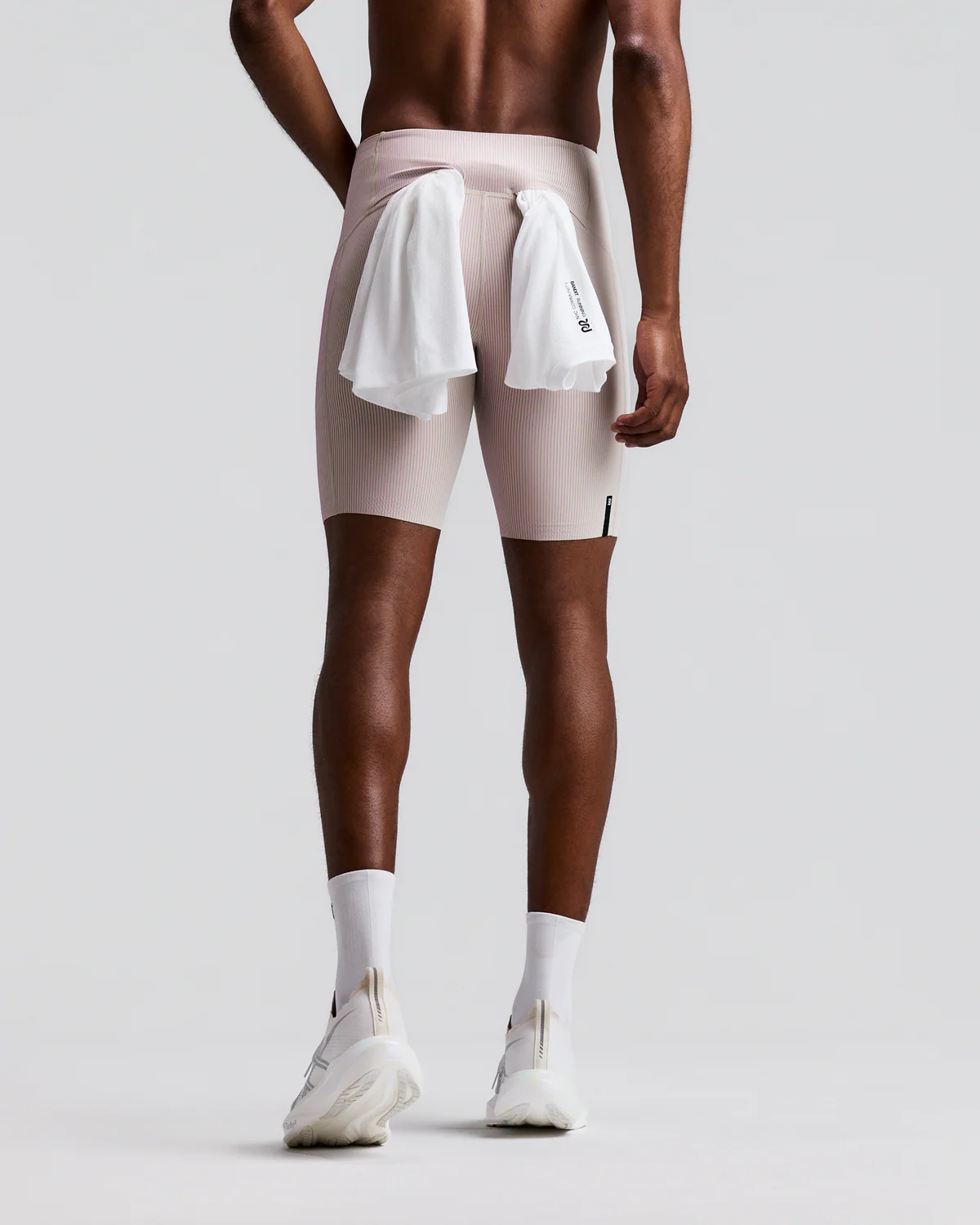 Bandit MEN'S STRIPED CADENCE™ HALF TIGHTS - PLASTER / ORCHID